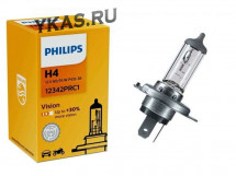 Автолампа Philips 12V   H4    60/55W  P43t-38 Premium (30% more light) карт.1шт.