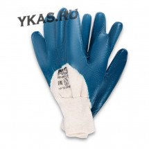 Перчатки нитриловые обливные МБС (синие, резиновая манжета)