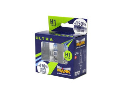 Лампа МАЯК 12V    H1  55W  Ultra  P14,5s Super Light+150% (к-кт.2шт)