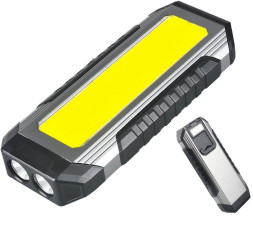 Фонарик диодный Carlife COB увеличеный + 2 LED с акб, влагозащита