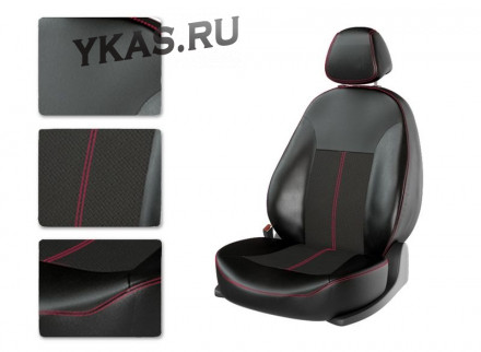 АВТОЧЕХЛЫ  Экокожа  KIA K5 Седан  с 2020г- черный/черный/красный (Premium)