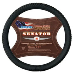 Оплетка на руль SENATOR Montana - M, Чёрный (кожа плетеная)