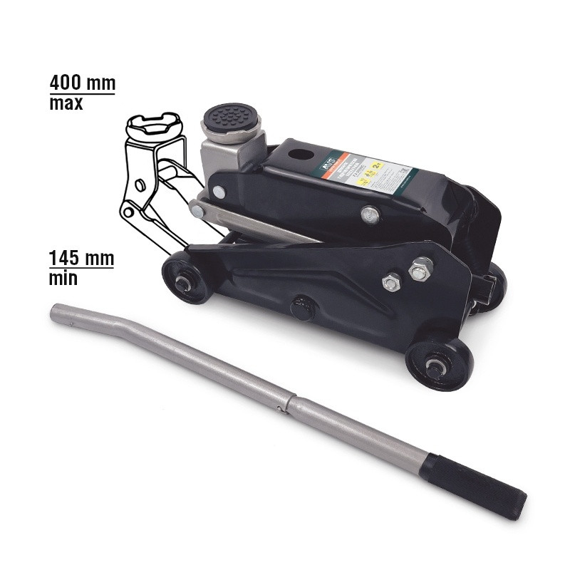 Домкрат подкатной гидравл.  2т чемод. 9,5 кг AVS (h min 145мм - h max 400мм)