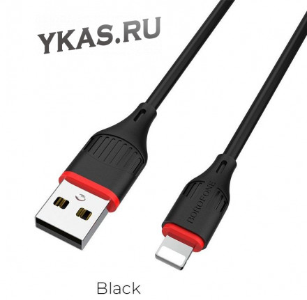 Кабель Borofone  USB - lightning  (1м)  черный BX17