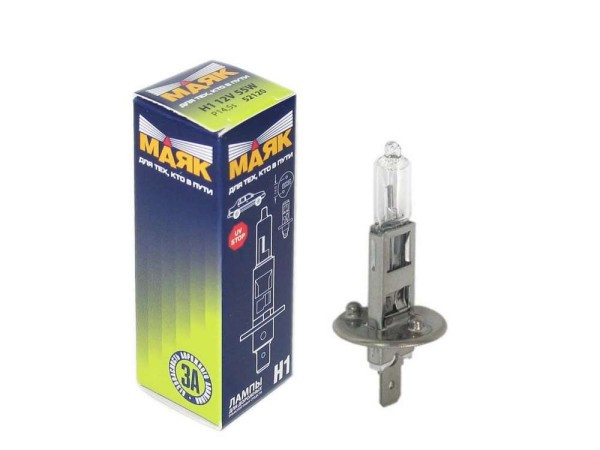 Лампа МАЯК 12V    H1  55W  Р14,5s (карт.1шт)