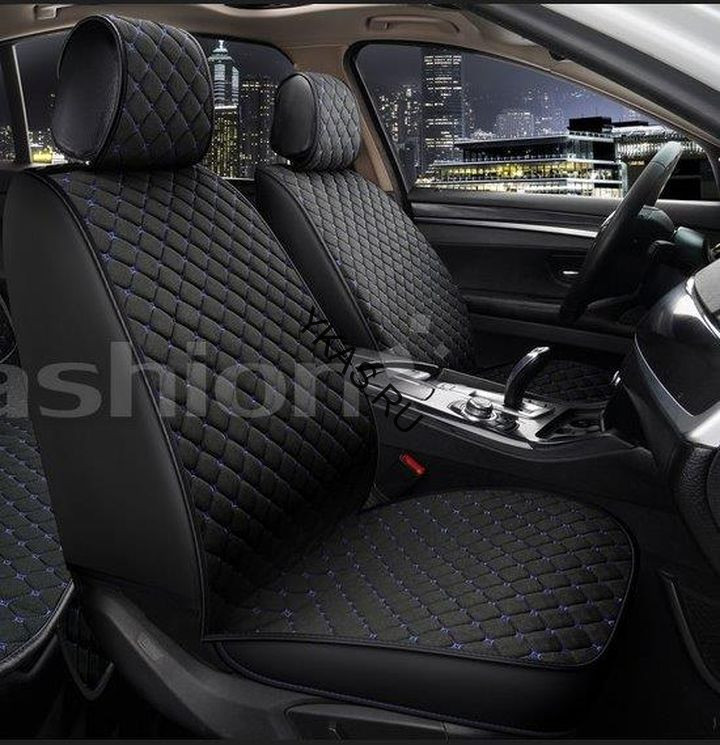 Накидки Фронт   «CUBE FRONT»  Чёрный/Чёрный/Синий  (лён/экокожа)