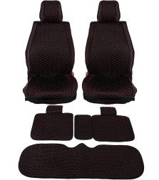 Комплект Накидок Seintex «Ultra» Чёрный/Красная строчка ромб (велюр)