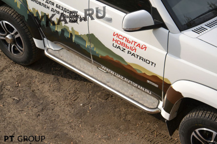 Защита порогов с алюм. площадкой 51мм (НПС) UAZ Patriot 2014- предзаказ
