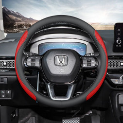 Оплетка на руль Carlife "SteerPro" М, Чёрный/Красный перфорированная