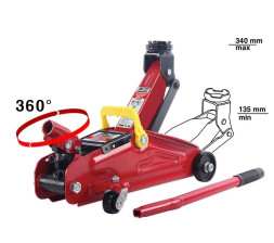 Домкрат подкатной гидравл.  2т чемод. 9.5 кг.AVS с пов.ручка 180*, подъём 135-340 мм