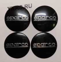 Этикетки на диски (метал)  диам. 56,5мм.  &quot;SPARCO&quot; черный  (4 шт.)