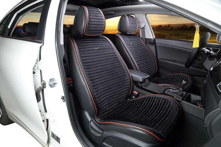 Накидки Фронт  «MONACO»  Чёрный/Чёрный/Красный  (велюр премиум класса/экокожа)