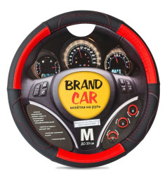 Оплетка на руль BRENDCAR "RALLY 171" - М, Чёрный/Красный (кожа)