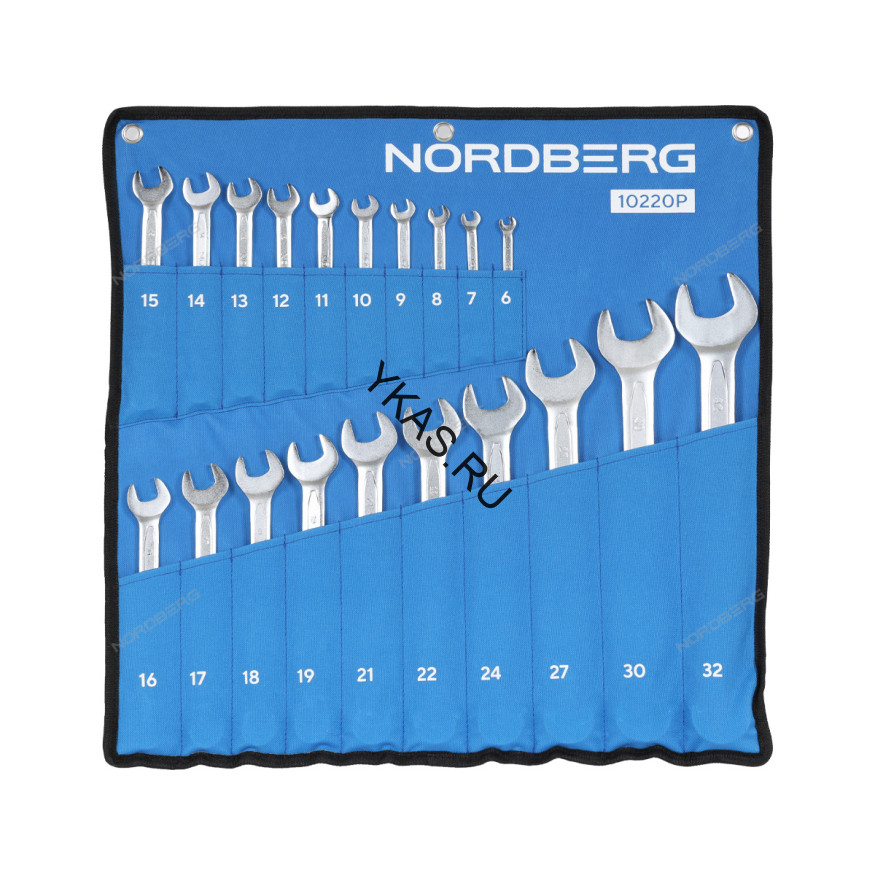 Набор ключей комбинированных NORDBERG на полотне (20 предметов)