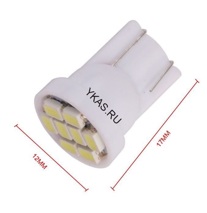 SOLAR  Свет-од  12V  T10 8 SMD 1210 W5W  W2.1x9.5d  белый