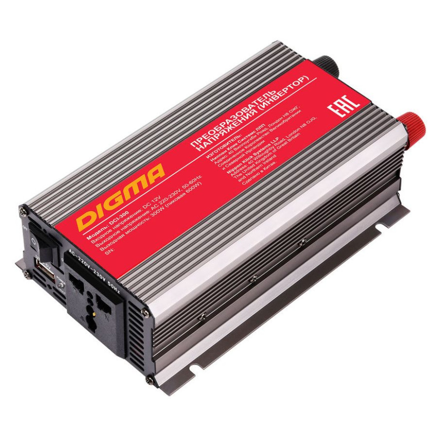 Преобраз. напряжения  Digma  12-220V   300W от прикуривателя (допустимая пиковая 600W)