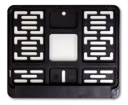 Рамка номера пластик  с защелкой КВАДРАТНАЯ  для мотоцикла нового образца ГОСТ Черная  (190х145мм)