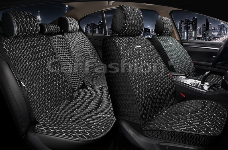 Комплект Накидок   «ICEBERG PLUS» Черный/Черный/Св.серый  ("холодок", искусственный шёлк)