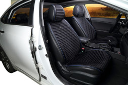 Накидки Фронт  «MONACO»  Чёрный/Чёрный/Синий  (велюр премиум класса/экокожа)