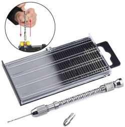 Мини ручная дрель с патроном + набор сверл 20 шт. 0,3-1,6мм.