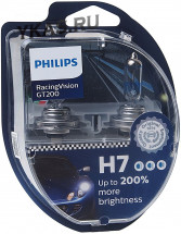 Автолампа Philips 12V   H7    55W  PX26d  Racing Vision GT200 (+200% света) Set 2 pcs.