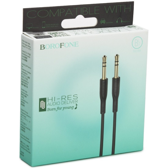 Кабель стерео Borophone BL1   AUX-AUX  1м. черный