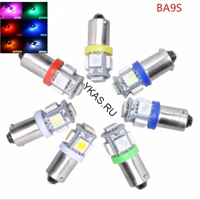 SOLAR  Свет-од  12V  T8.5  5 SMD 5050 W5W  BA9s   Желтый