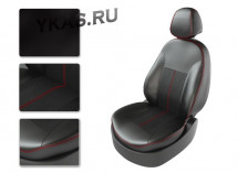 АВТОЧЕХЛЫ  Экокожа  VW Tiguan с 2017г.- черный/черный/красный  РОМБ (Premium)
