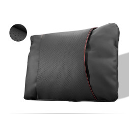 Подушка  под поясницу Carlife  экокожа NAPPA  Черный с красной строчкой