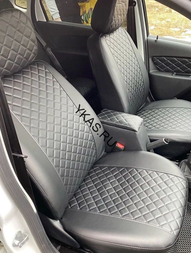 АВТОЧЕХЛЫ  Экокожа  Lada Granta "COMFORT"  с 2018г- черный  (Цельная) Ромб