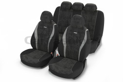 Чехлы  «RECORD»  Св.Серый/Тёмн.Серый/Св.Серый  (Алькантара +.трикотаж)