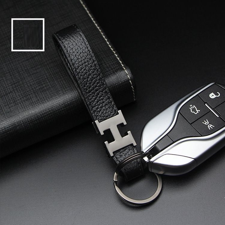 Брелок кожаный (держатель ключей) HERMES черный