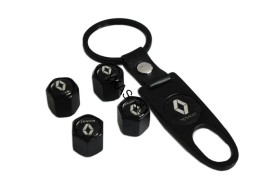 Брелок-ключ + колпачок на ниппель 4 шт RENAULT  (черный)