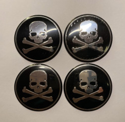 Этикетки на диски (метал)  диам. 56,5мм.  "череп крест"  (4 шт.)