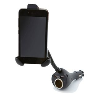 Держатель моб. телефона  CARLINE® на лобовое стекло на длин. штанге с гнездом прикур. и 2хUSB