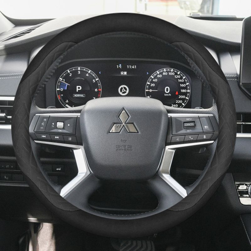 Оплетка на руль   Carlife  "Mina" М,  Чёрный/Темно-серый с узором