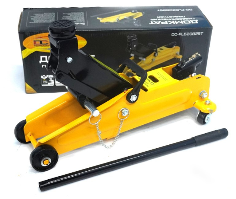 Домкрат подкатной гидравл. 2.5т картон с фиксатором DC  ( h 140- 380mm)