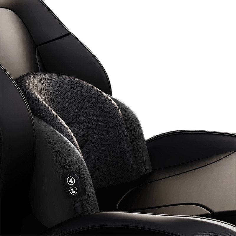 Подушка  под поясницу сетка+ экокожа с массажем, черный