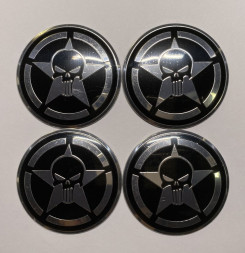 Этикетки на диски (метал)  диам. 56,5мм.  "череп с звездой"  (4 шт.)