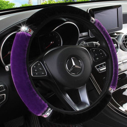 Оплетка на руль   Carlife  "Solo" М,  Чёрный/фиолетовый + стразы