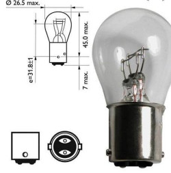 Лампа OSRAM 12V P21/5W BAY15d (упак.10шт) 2-конт.