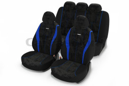 Чехлы  «RECORD»  Синий/Чёрный/Синий  (Алькантара +.трикотаж)