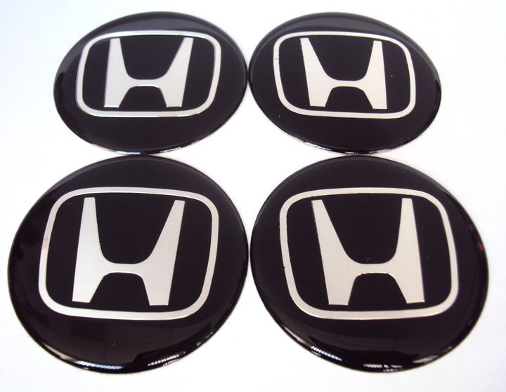 Этикетки на диски  (заглушка) 65мм  "HONDA"  4шт. Черный