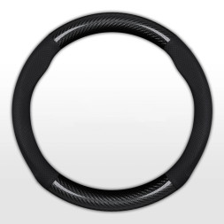 Оплетка на руль   Carlife  "Garda" М,  Чёрный/Черный (экокожа/карбоновые вставки)