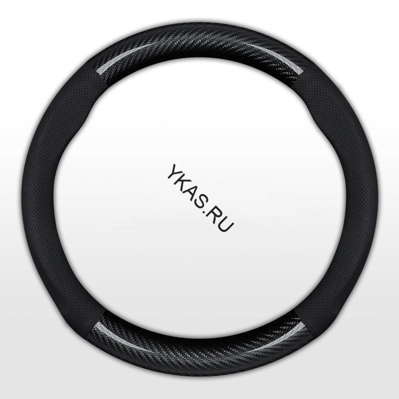 Оплетка на руль   Carlife  "Garda" М,  Чёрный/Черный (экокожа/карбоновые вставки)