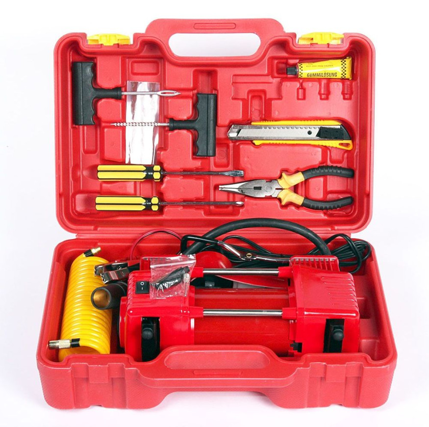 Компрессор  DK-90lv2  двухпоршневой, LED, усиленный  КЕЙС с инструментом