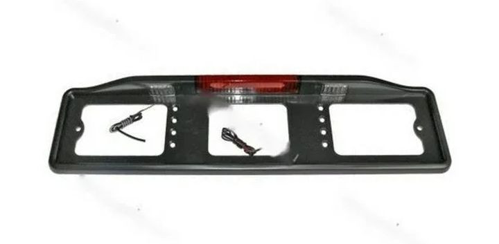 Рамка номера пластик с верхней подсветкой и автостопом  Серая