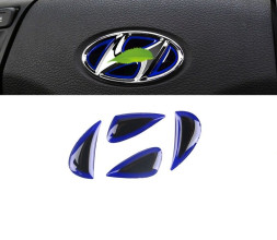 Наклейка на логотип руля  Hyundai  синий