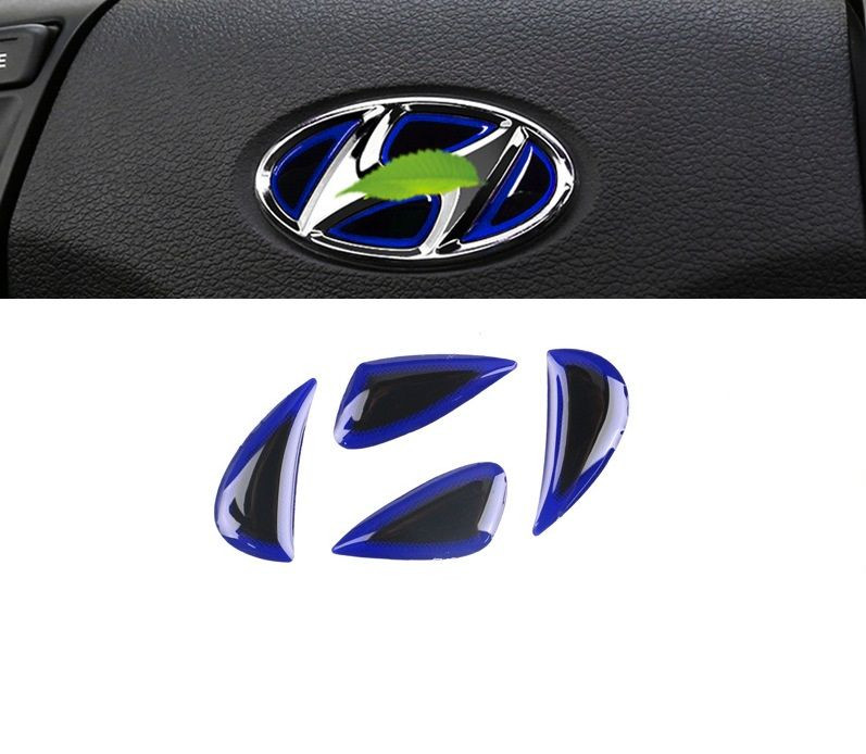Наклейка на логотип руля  Hyundai  синий