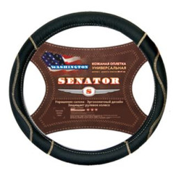 Оплетка на руль SENATOR Washington - M, Чёрный (кожа)